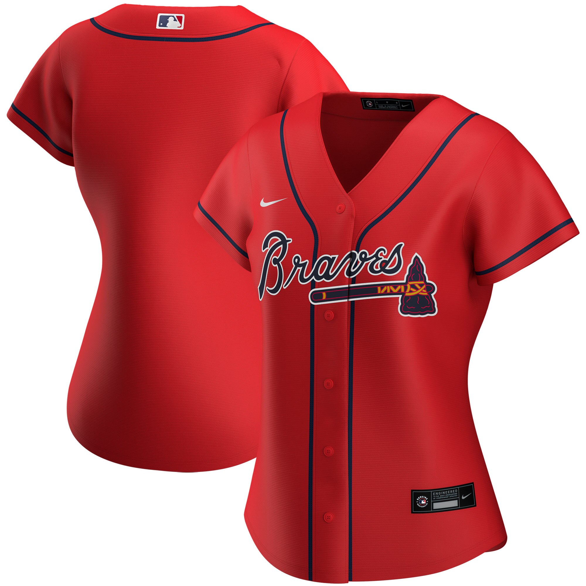 Custom Atlanta Braves Nike Women Alternate 2020 MLB Jersey Red
